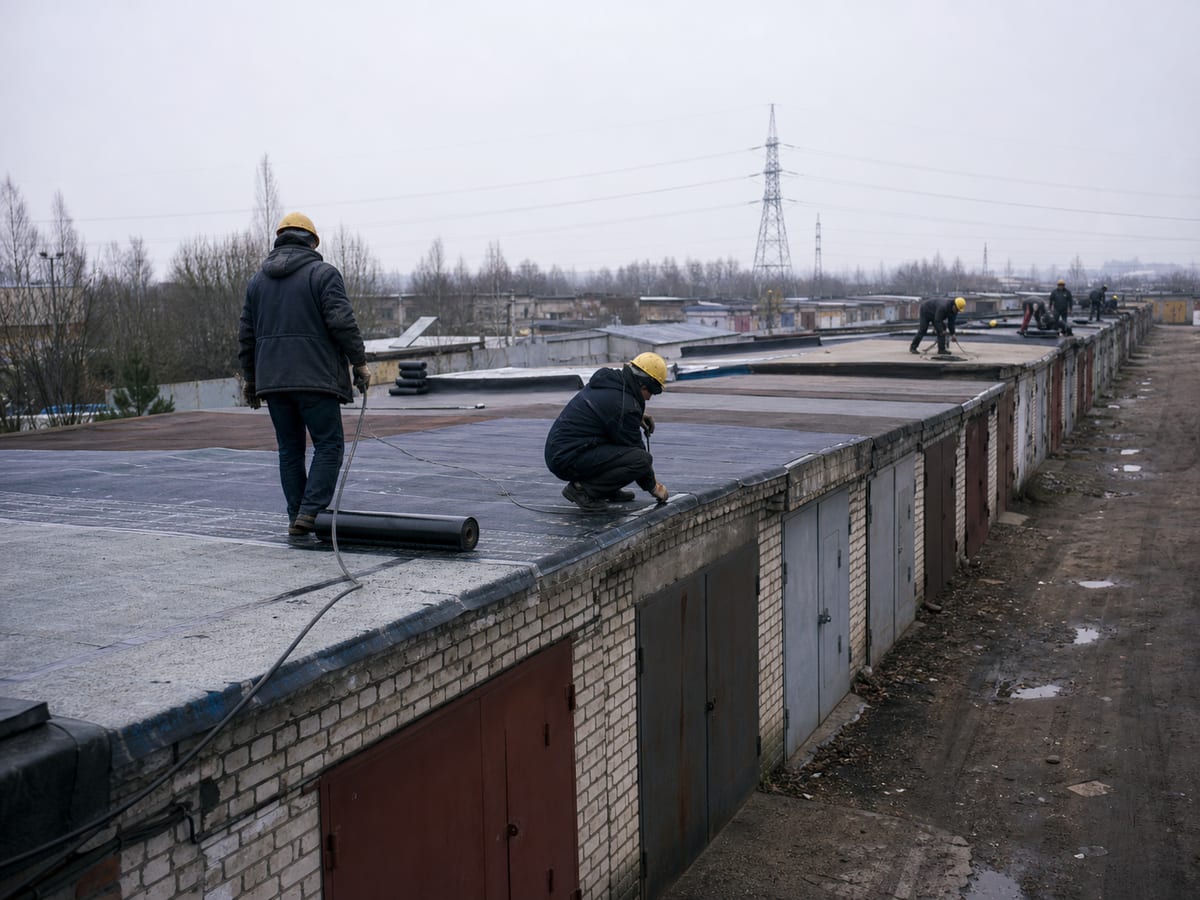 Кровля гаражного кооператива 1200 м²